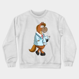 Horse as Doctor with Stethoscope & Smock Crewneck Sweatshirt